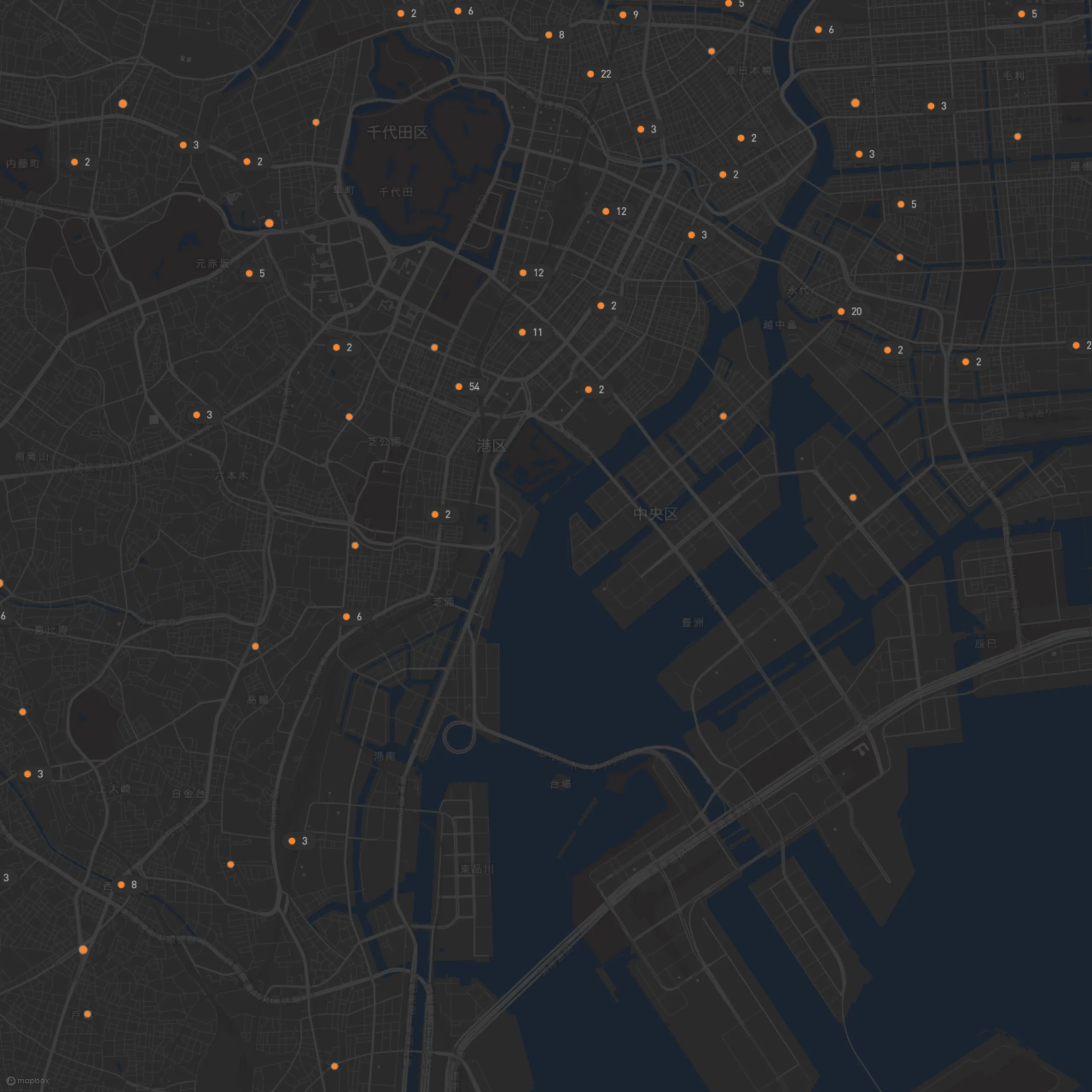 Map of Tokyo's standing-bar neighbourhoods