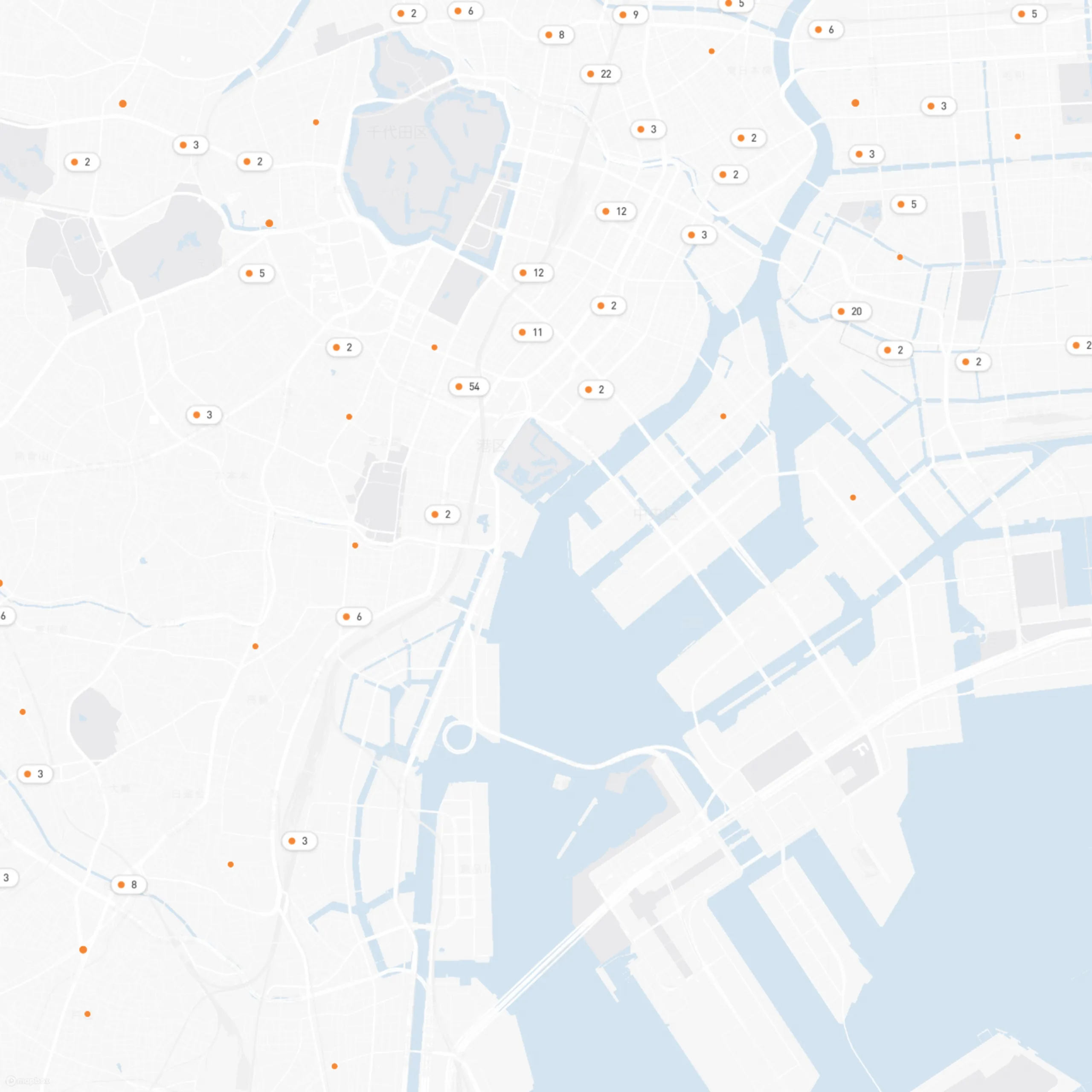 Map of Tokyo's standing-bar neighbourhoods